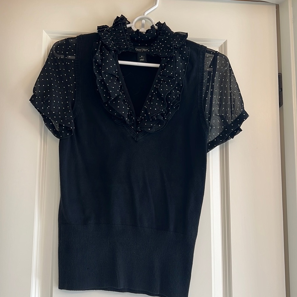 White House Black Market black and white top